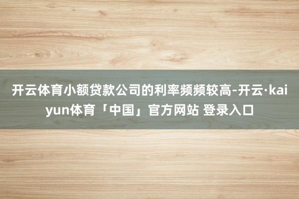 开云体育小额贷款公司的利率频频较高-开云·kaiyun体育「中国」官方网站 登录入口